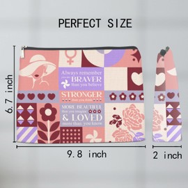 Brkpy Inspirational Makeup Bag Gift for Girl Sister Lady Minimalist Geometric Style Cosmetic Bag Gifts for Women, Double Sided