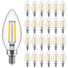 Hizashi E12 LED Bulb 60 watt Equivalent, Dimmable Chandelier Light Bulbs Soft White 3000K, 90+CRI 6W 550LM B10 LED Candle Bulb, Candelabra Base, UL Listed, 24 Pack