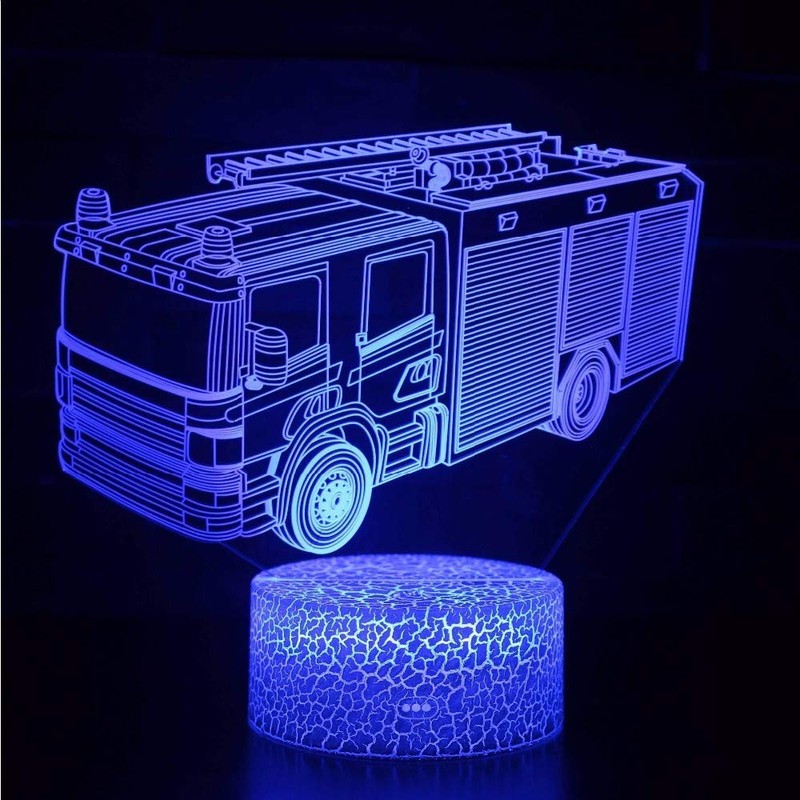 YTDZLTD Optical Illusion 3D Fire Brigade Car Night Light 16