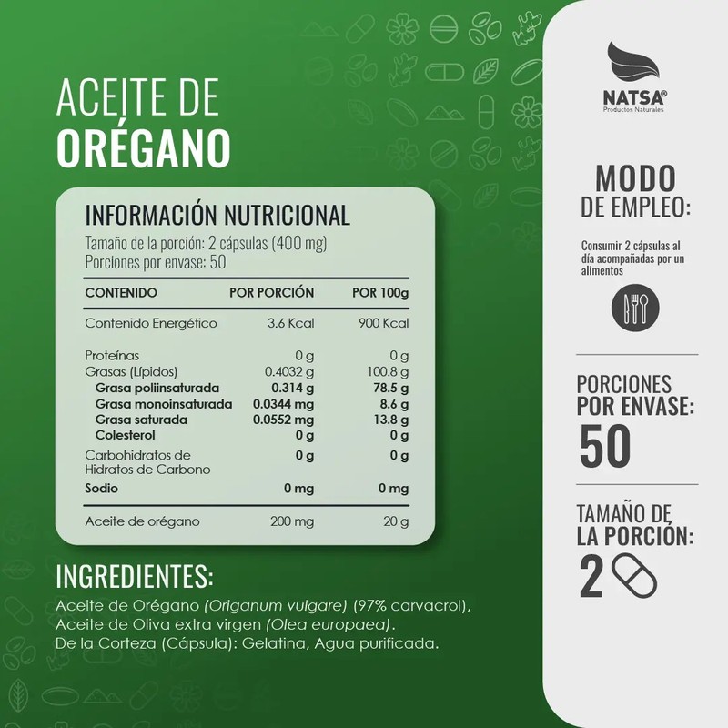 Aceite De Orégano 100 Cápsulas, Calidad Premium
