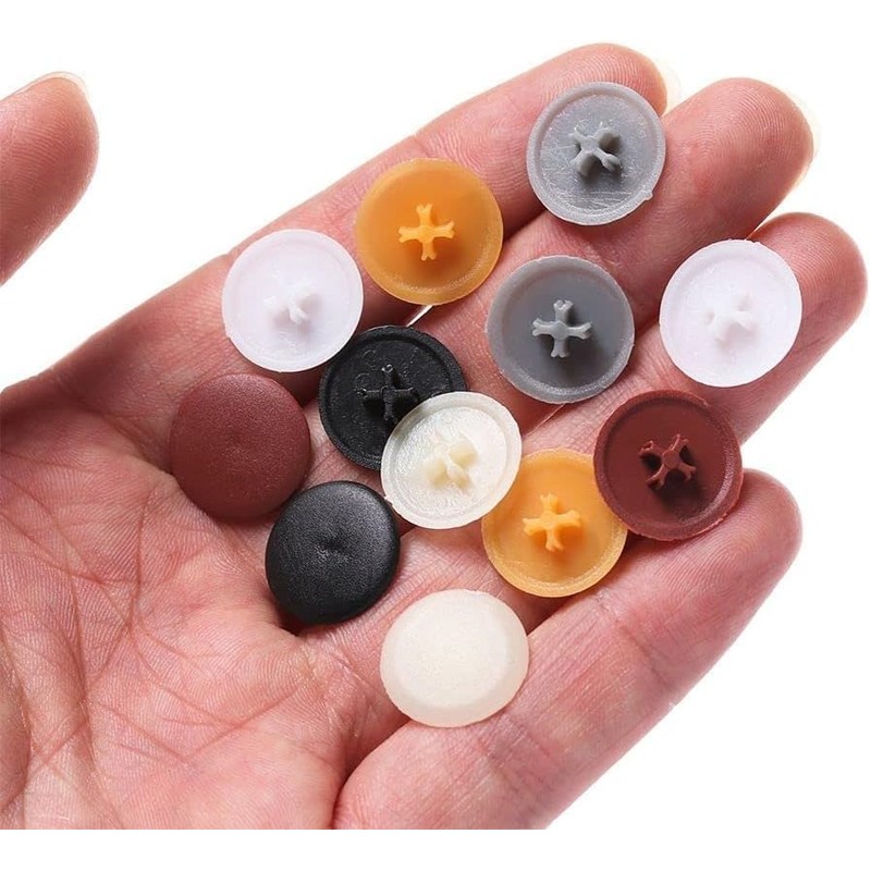 100 Pcs Grey Screw Cap Covers Assortment Kit, Plastic Self-Tapping