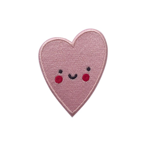 AKIKOPATCH Cute Smile Pink Heart Patches, Size 3" Funny Cute