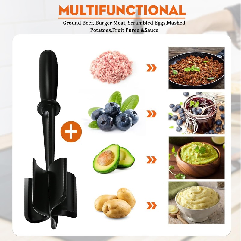 JRYGAC Hackfleisch Zerkleinerer, Multifunktion Hackfleisch, Handheld Stampfer, Hitzebeständiger Meat Masher,