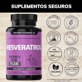 Trans-Resveratrol  1160mg por Porcin. Potente Antioxidantes con Pimienta Negra para mejor absorcin, Vitamina C, Semilla de Uva y Acai  Frmula alta en 