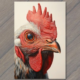 PaperMadDogScar POSTCARD Chicken Close-Up Stunning Poultry Human Eye Detail Weird Strange Creepy