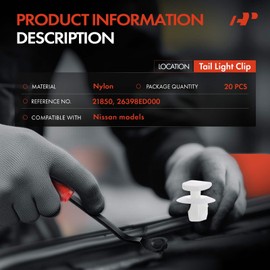 A-Premium 20PCS Nylon Retainer Clip Fasteners Compatible with Nissan Altima, Rogue, Sentra, Versa, Frontier, Murano, Pathfinder, Maxima, Titan, Armada, Juke, LEAF, Kicks, NV200, NV1500, NV2500, NV3500