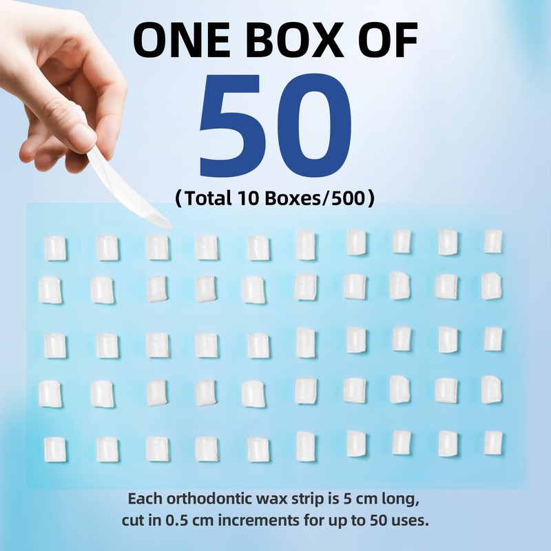 Orthodontic Wax for Braces,500-Count Pre-Sectioned Dental Wax Square