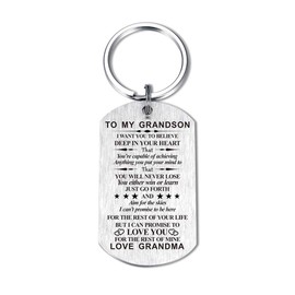 Inspirational Gift for Grandson Granddaughter from Grandma Grandpa I Want You to Believe Keychain for Birthday