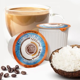 COCONUT CLOUD: Coconut Cream Vegan Latte K-Cup | All-in-One Coffee w/MCT Oil and Creamer | Gluten Free, Soy Free, Corn Free, & Non GMO, (18 Recyclable Pods)