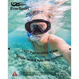 EverSport Swim Goggles Adult with Nose Cover for Women Men No Leak, Anti-Fog Clear Wide View Diving Mask Open Water Pool Swimming Goggles Silicone Shower Goggles Youth Snorkel Junior Nose Goggles