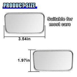 DUSCOKE 2PCS Rectangular Car Blind Spot Mirror, 3.5" x 2" 360° Rotate Adjustable Convex Wide Angle Mirrors Car Side Mirror, HD Glass Auto Safety Rear View Mirrors for Truck SUV Cars (Rectangle/Silver)