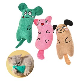 RUIENGCOMM 3 Pcs Cat Catnip Toys Soft Plush Cat Pillow Entertaining Toys Cartoon Catnip Chew Toys Cat Teeth Cleaning Plush Toys for Scratch Chewing Teeth Grinding Catnip Pillow Toys