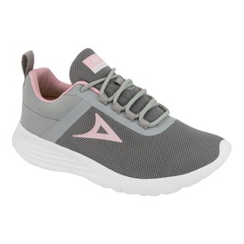 PIRMA Tenis Deportivo Para Correr Gris Original Para Mujer 4517 con Agujetas Horma Redonda Suela Blanca Confort Running Ejercicio Caminata Casual Paseo Oficina Calidad Comodidad Sport Básico Aíre Libre GYM Textil Ligeros Resistentes Nuevos Detalles Rosas