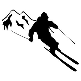 Extreme Sport Home Decor Skier Skiing Silhouette Wall Stickers Kid Home Decoration Fitness Gym Health Decals Black 23 X 12 in