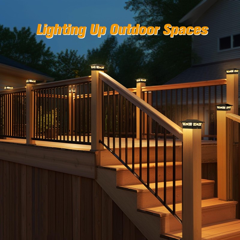 Solar Post Cap Lights Outdoor 8pack, Waterproof Solar Powered Deck