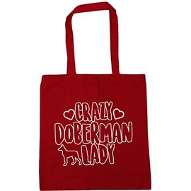 Hippowarehouse Crazy doberman lady dog Tote Shopping Gym Beach Bag 42cm x38cm, 10 litres