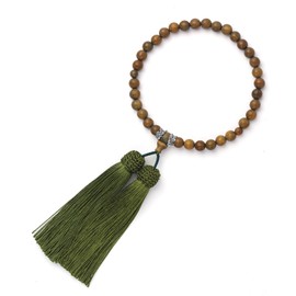JIAZHIXII Women's Prayer Beads, Green Sandalwood Wood, Handmade, High Quality Silk Prayer Bag, Book Type, 0.3 inch (8 mm) Ball, Pure Silk, Natural Scent, Unique Scent, Protection Against Wealth and