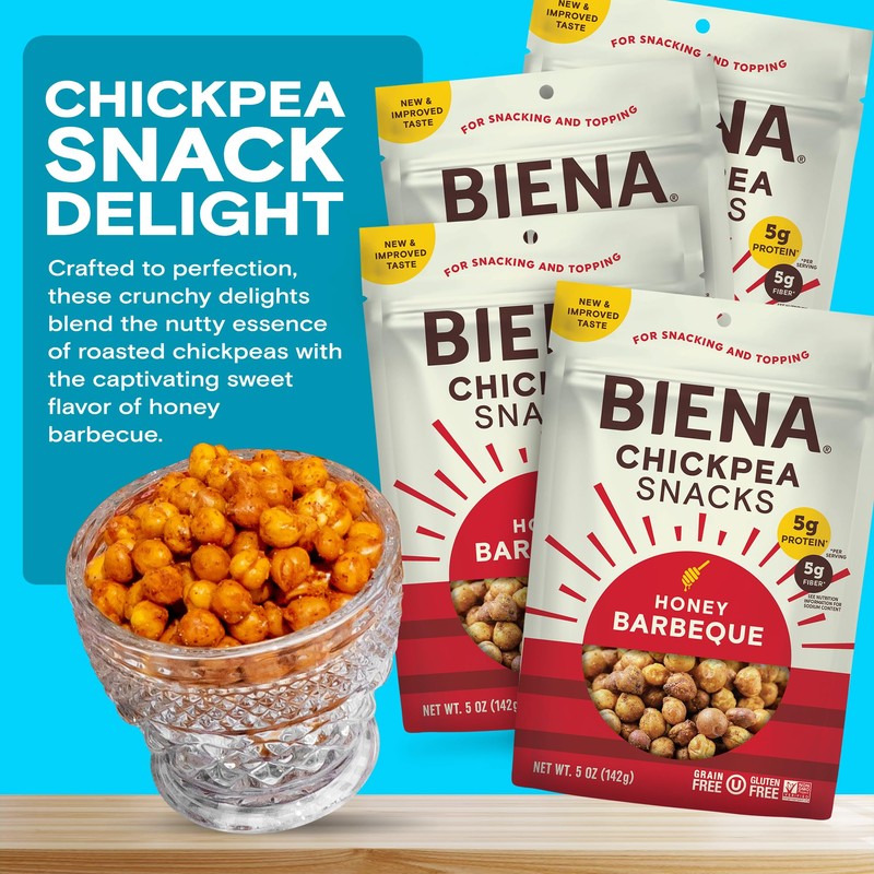 BIENA Chickpea Snacks - Crunchy Roasted Chickpeas - High Fiber