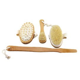 Beavorty 3-Piece Body Brush Set for Exfoliating and Blood Circulation Natural Bristle Suitable for Skin Types for Bathing and Shower Use