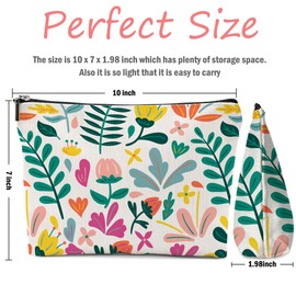 XFN Aesthetic Flower Makeup Bag, Botanical Cosmetic Bag Floral Travel Pouch, Friendship Gifts for Women Girls Daughter Sisters Coworker Best Friends Bestie Graduation Birthday Gifts
