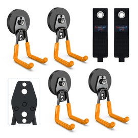 3-H Magnet Hooks Heavy Duty 4 Pack Without Drill - 2 Extension Cord Organizer,Magnetic Hooks Heavy Duty for Hanging and organizing Ladder,Chair,Large Power and Electric Tool(Orange)