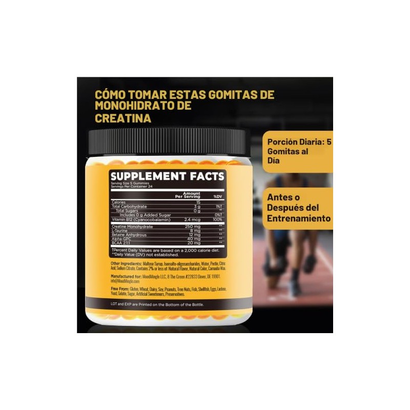 Gomitas De Monohidrato De Creatina 5 G Para Hombres Y