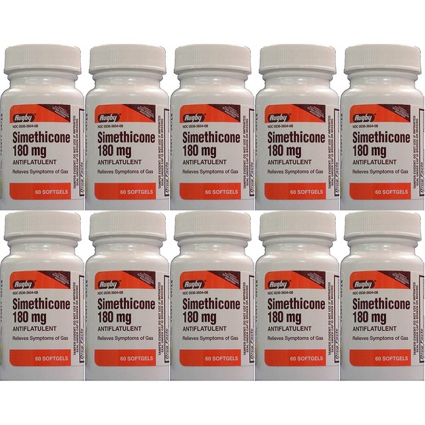 Simethicone 180mg Softgels Anti-Gas Generic for Phazyme Ultra Strength 60 Gelcaps per Bottle Pack of 10 Total 300 Gelcaps