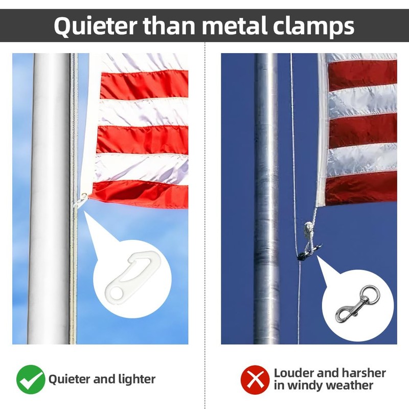 Adiwo 20 PCS Flag Pole Clip, Nylon Flagpole Clamp, Snap