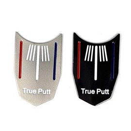 True Putt Golf Ball marker with golf alignment lines. Golf Ball Markers for Putting Green, 2 pack black and silver