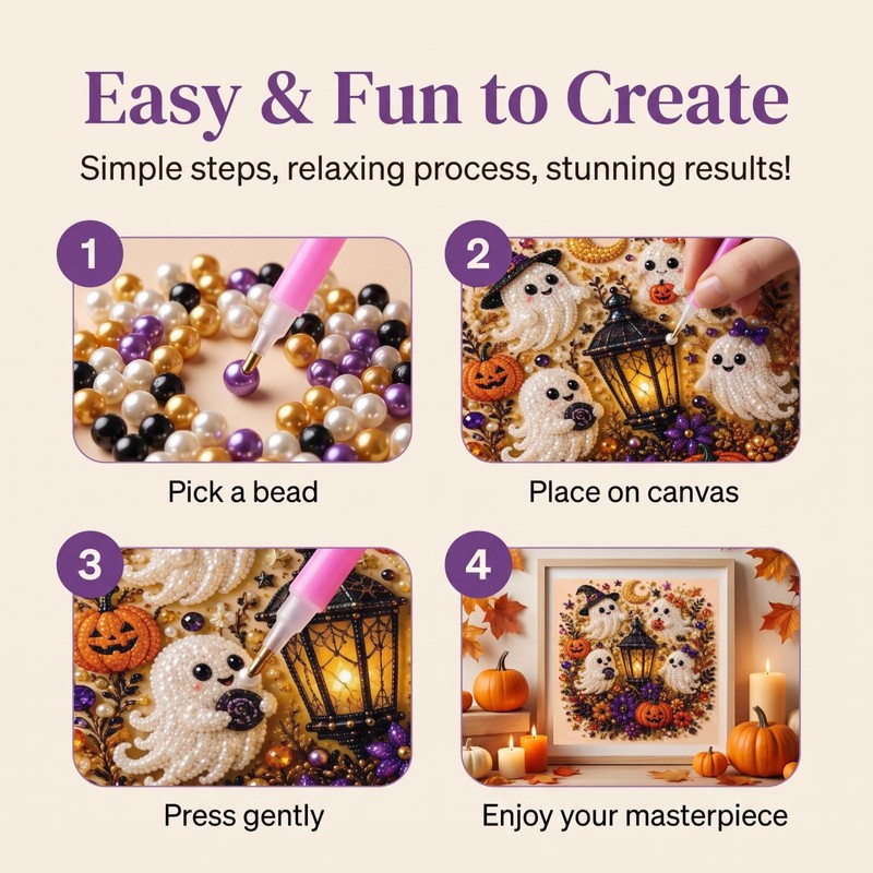 Halloween Pearl Diamond Art DIY Kit,Spooky Pearl Diamond Painting Craft