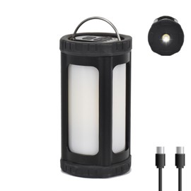 PEPTRONIC 3-in-1 Camping Lantern Rechargeable with Flashlight, Portable 360° COB Aluminum Body Camping Lamp, IPX7 Waterproof 5 Modes for Indoor Outdoor Hiking Emergency Light Power Outages Hurricane