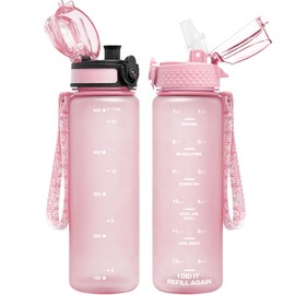 OLDLEY Kids Water Bottle for School, 17 oz (2 lids) BPA-Free Reusable Leak-proof Durable Tritan Plastic Water Bottles with Straw & Chug Lids, Anti-dust Spout Cover (Pink)