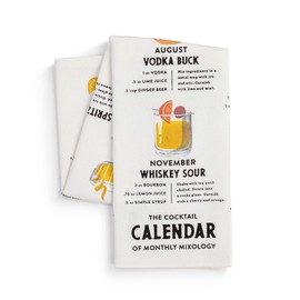 DEMDACO Cocktail Calendar Monthly Mixology 28 x 17 All Cotton and Stainless Steel Bar Towel and Stir Stick Set