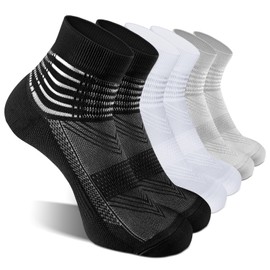 IRAMY Compression Ankle Support Socks Women Men Running Trainer Coolmax Wicking Cushioned Athletic Plantar Fasciitis Relief 3 Pairs