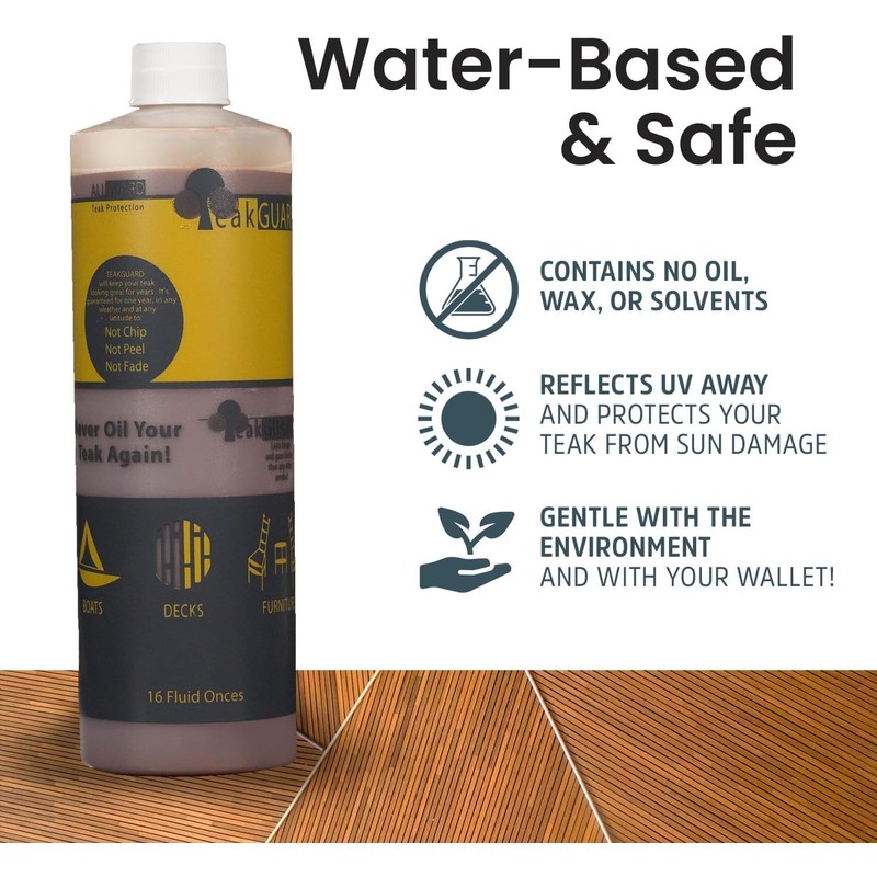 TeakGuard Finish, Premium Teak Cleaner and Brightener, Water-Based, Oil-Free Wood