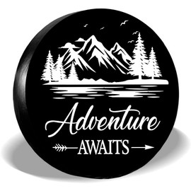 FINGERINSPIRE Adventure Trip Universal Spare Wheel Tire Cover Waterproof Dust-proof Tire Covers Tire Protector for RV Travel Trailer Camper Truck SUV Motorhome（15" Fit 70-75cm Tire Diameter）