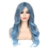 Long Curly Wavy Blue Wigs for Women Synthetic Halloween Cosplay