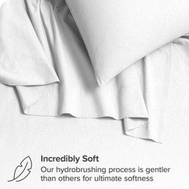 Bare Home Organic Cotton Flannel Sheet Set - Full XL Size - 100% Cotton - Double Brushed for Extra Softness & Comfort - Warm, Cozy, and Durable - Breathable - Bed Sheets (Full XL, White)