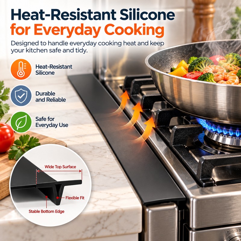 Silicone Stove Gap Covers for Kitchen – 2-Piece Heat-Resistant Gap