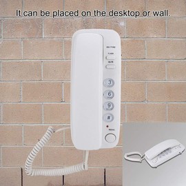 Oumij Teléfono Fijo con Cable Montaje en Pared Extensión de Teléfono de Línea Fija Sin Identificador de Llamadas Teléfono del Hogar Escritorio o Pared para la Familia del Hotel(Blanco)