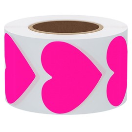 Hylabelest Fluorescent Color Coding Dot Labels 1.5" Love Heart Shape Natural Paper Stickers (Fluorescent Pink)
