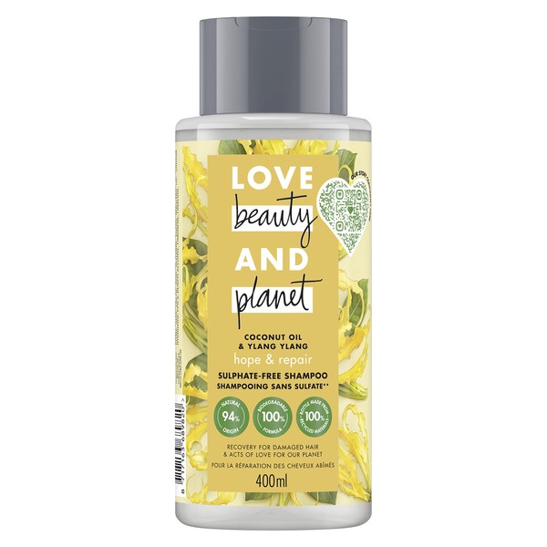 Love Beauty & Planet Vegan Oasis Repair Shampoo Organic Coconut Oil and Ylang Ylang Flower Damaged Hair Vegan Certified 400ml