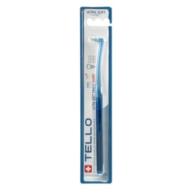 TELLO 1007.5 Adult Mega Soft Post-Op Toothbrush for Gentle Cleaning with Ergonomic Handle, Made in Switzerland, Colors Vary