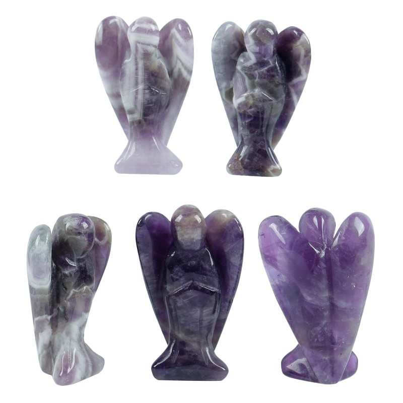 Lovionus89 Natural Amethyst Guardian Angel Statue, Hand Carved Stone Healing