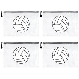 4PCS Volleyball Makeup Bag Clear Zippered Volleyball Snack Bag Cosmetic Pouch Clear PVC Waterproof with Zipper Party Favors for Team Ground Birthday Gifts Sport Supplies Travel Toiletry Organizer