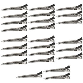 Flomiara Pin Curl Clips 25 Stück, silberfarbene Metall-Haarstyling-Clips zum Abteilen, Lockenverlängerungen & lange Haarspange, DIY-Entenschnabel-Clip, Make-up, Hautpflege-Zubehör für Frauen und