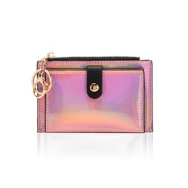 AdiStylinno Womens Card Holder, Waterproof PU Leather Credit Card Holder Multifunctional Card Holder Wallet with Zipper (Purple)