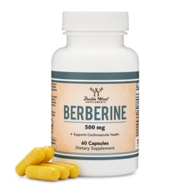 Berberine Supplement 500mg, High Purity 97% HCl, 60 Capsules (Third Party Tested, Non-GMO, Gluten Free, Vegan Safe) AMPK Activator - Berberine HCL for Cardiovascular Health by Double Wood