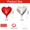 20pcs Valentines Balloons Red Silver Heart Balloons, 18 Inch Red