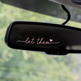 3 Pack Let Them Rearview Mirror Sticker Car Decals Mental Health Awareness Self love Motivational Decal Mindfulness Rearview Mirror Decal Car Accessories (Pink)